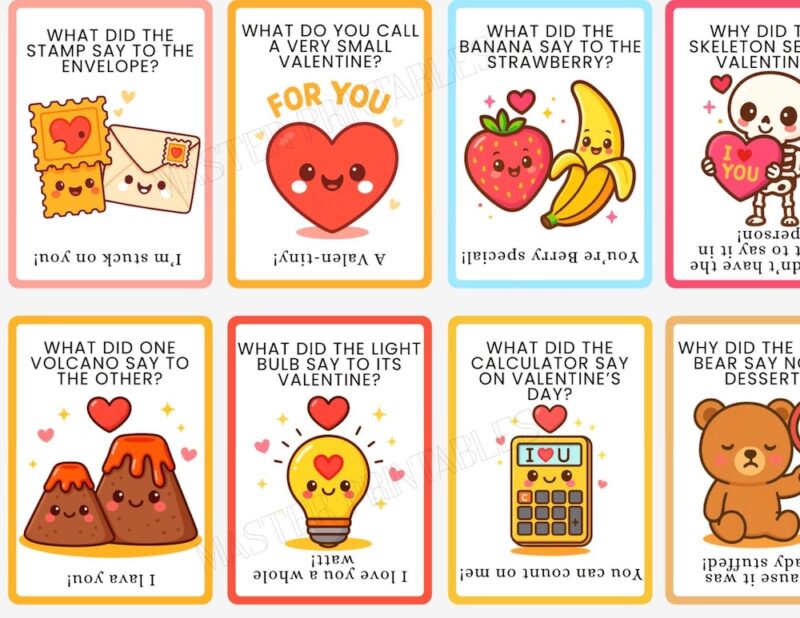 Valentine Lunchbox Jokes Cards