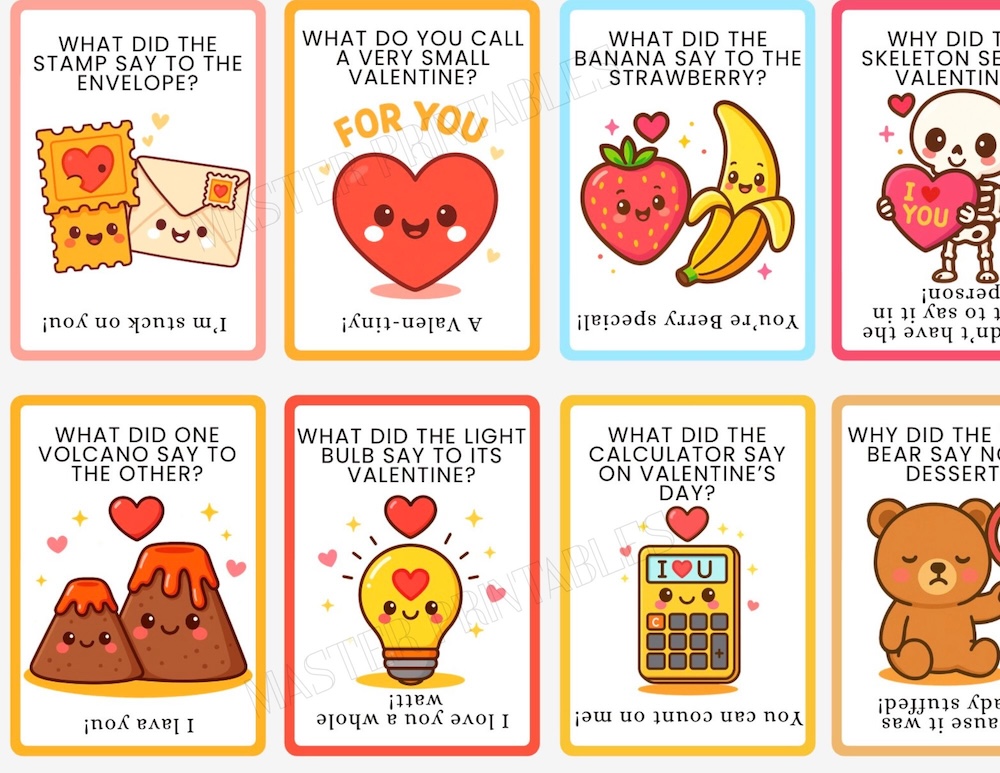 Valentine Lunchbox Jokes Cards