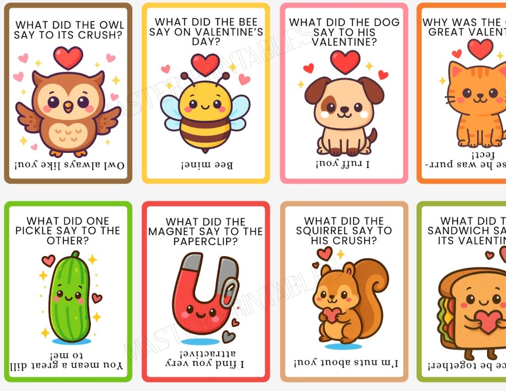 Valentine Lunchbox Jokes Cards